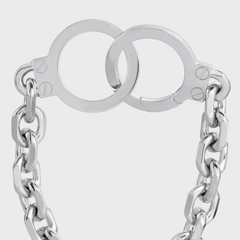 Naramky Celine ChaîNe Triomphe Golden Handcuff In Sterling Silver With Rhodium Finish Strieborne | CL-591657