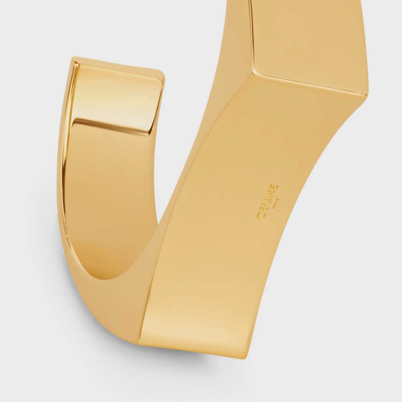 Naramky Celine Formes Abstraites Concave Cuff In Brass With Gold Finish Zlate | CL-592213