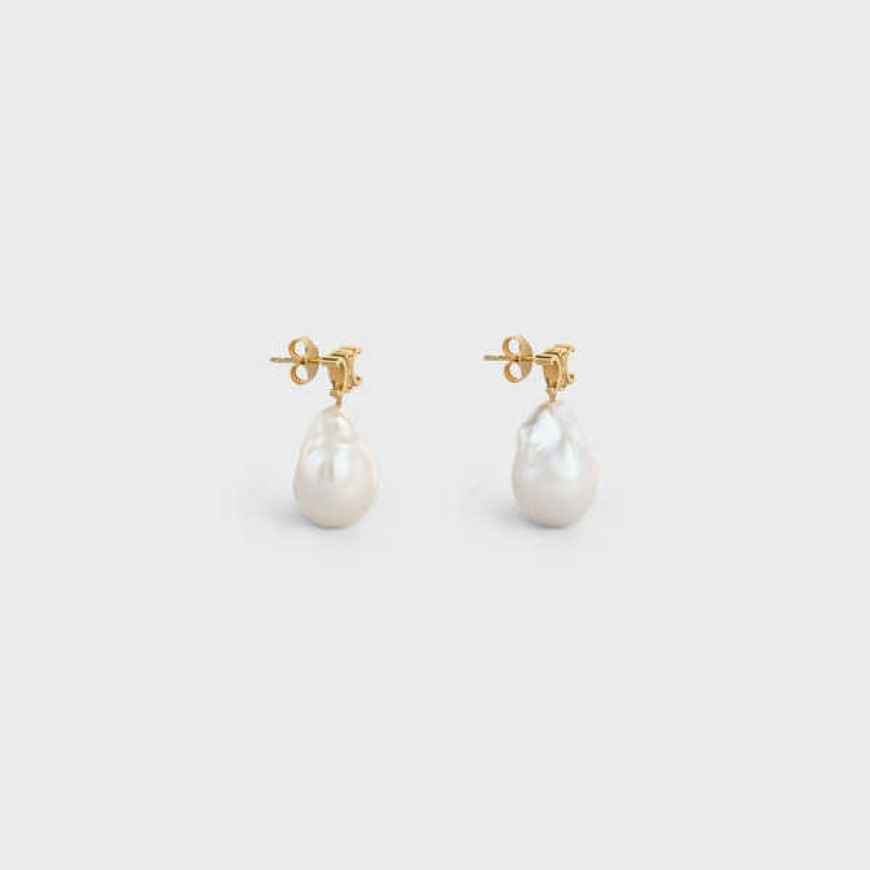 Nausnice Celine Baroque Triomphe In Brass With Gold Finish And Cultured Pearls Zlate Biele | CL-592299