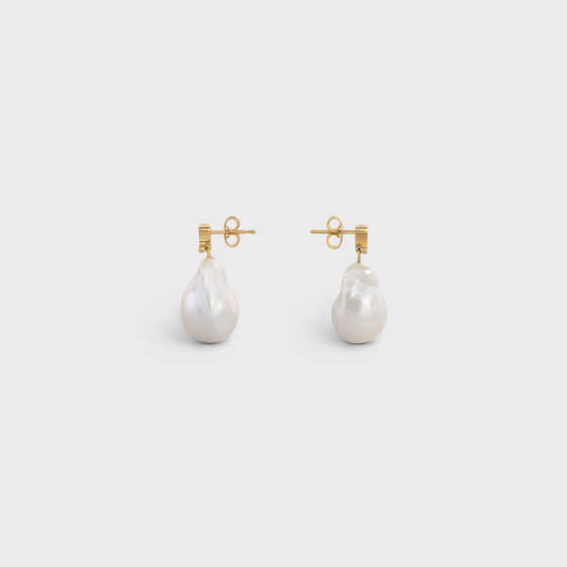 Nausnice Celine Baroque Triomphe In Brass With Gold Finish And Cultured Pearls Zlate Biele | CL-592299