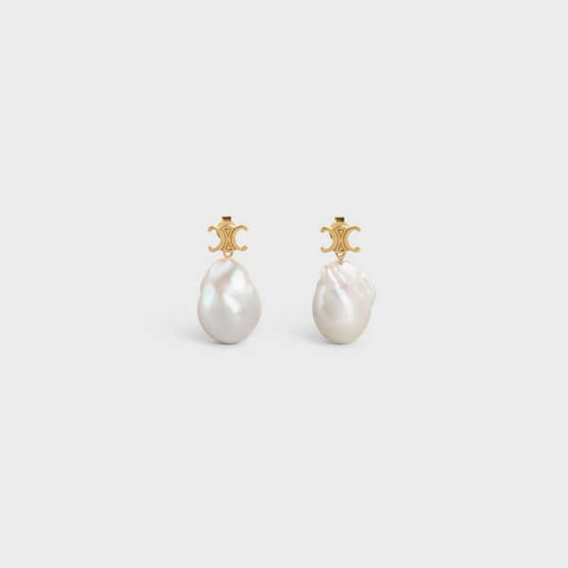 Nausnice Celine Baroque Triomphe In Brass With Gold Finish And Cultured Pearls Zlate Biele | CL-592299