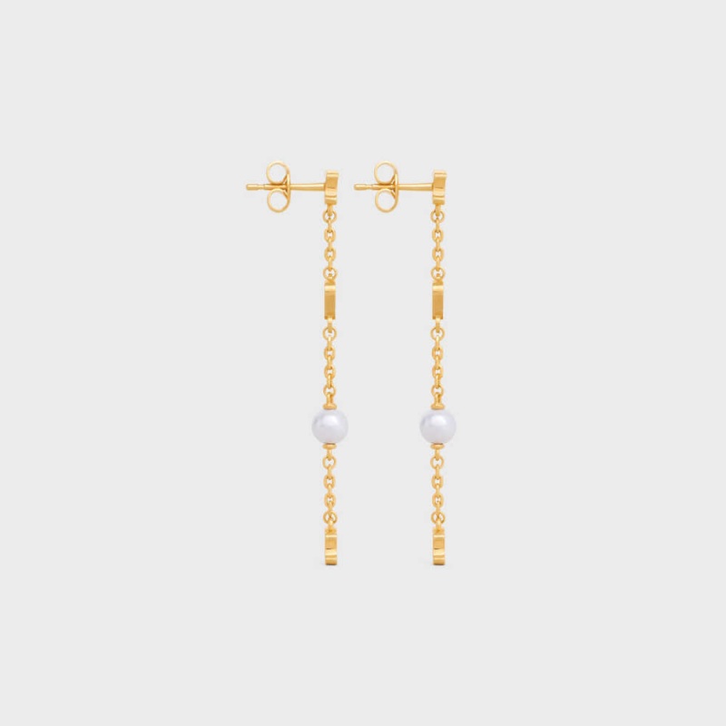 Nausnice Celine CœUr Charms In Brass With Gold Finish And Resin Pearl Zlate Biele | CL-592297