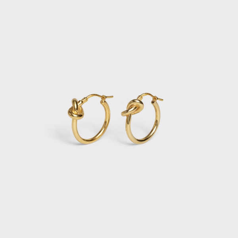 Nausnice Celine Knot Small Hoops In Brass With Gold Finish Zlate | CL-592311