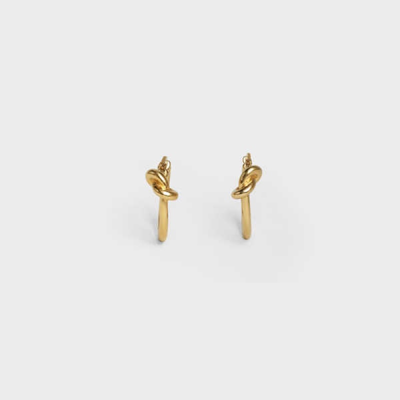 Nausnice Celine Knot Small Hoops In Brass With Gold Finish Zlate | CL-592311