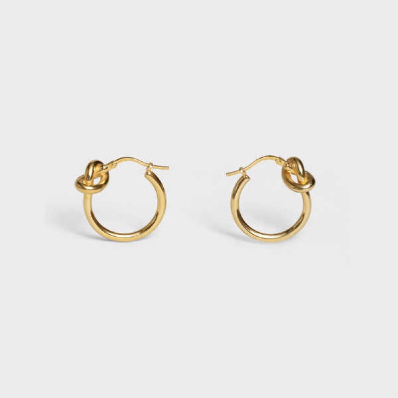 Nausnice Celine Knot Small Hoops In Brass With Gold Finish Zlate | CL-592311