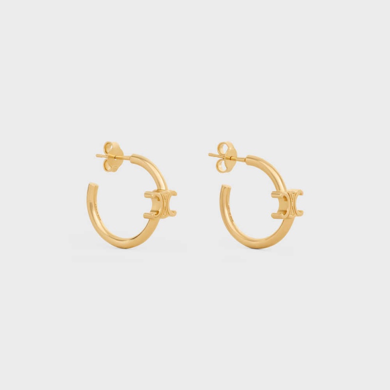 Nausnice Celine Triomphe Asymmetric Hoops In Brass With Gold Finish Zlate | CL-592295