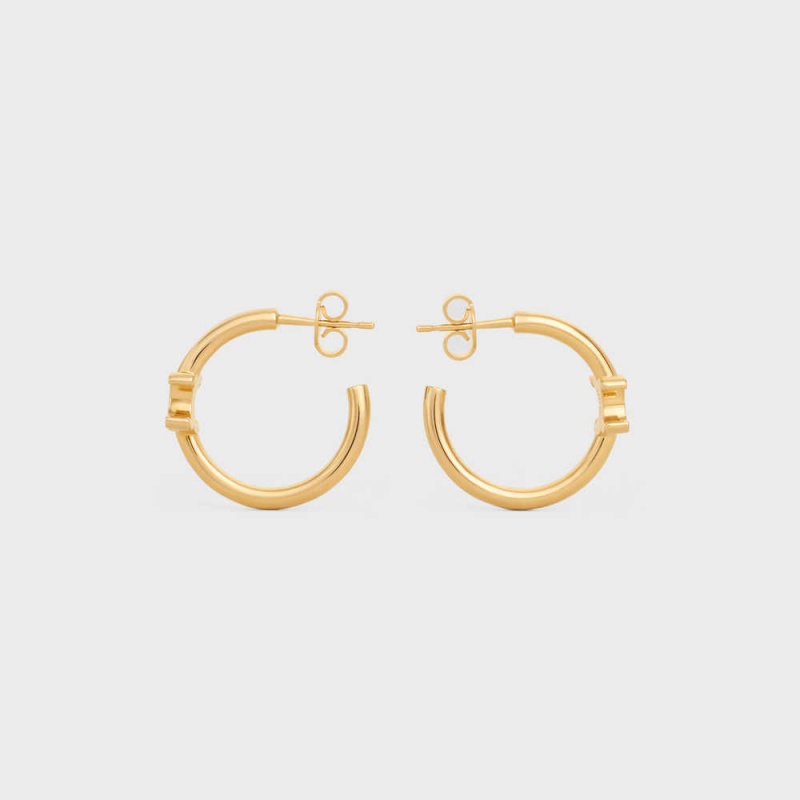 Nausnice Celine Triomphe Asymmetric Hoops In Brass With Gold Finish Zlate | CL-592295