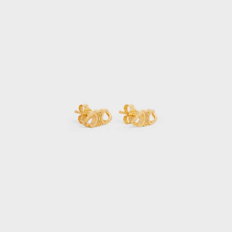 Nausnice Celine Triomphe Gourmette Studs In Brass With Gold Finish Zlate | CL-592310