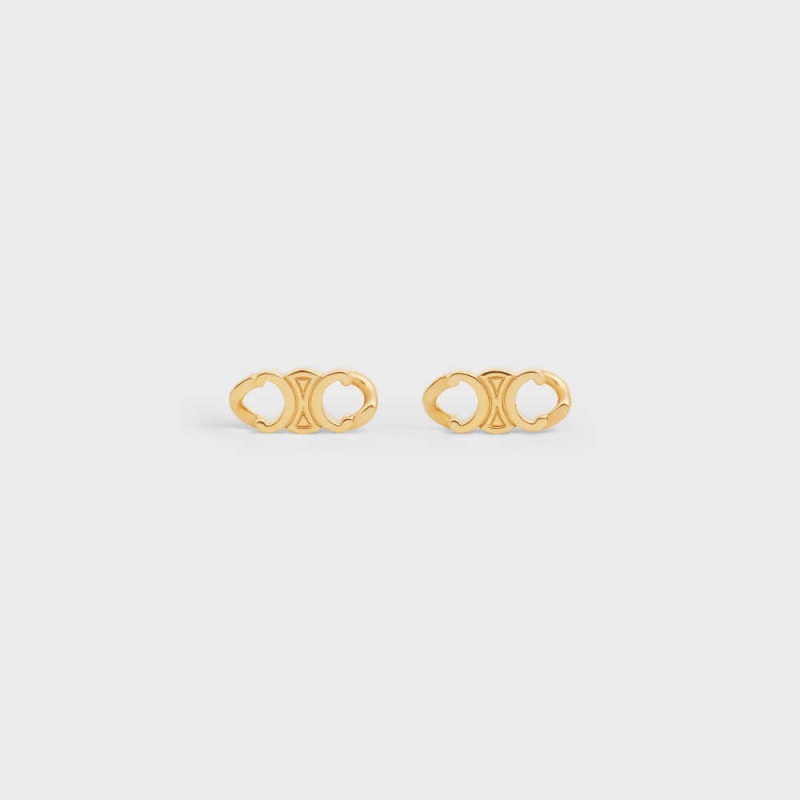 Nausnice Celine Triomphe Gourmette Studs In Brass With Gold Finish Zlate | CL-592310