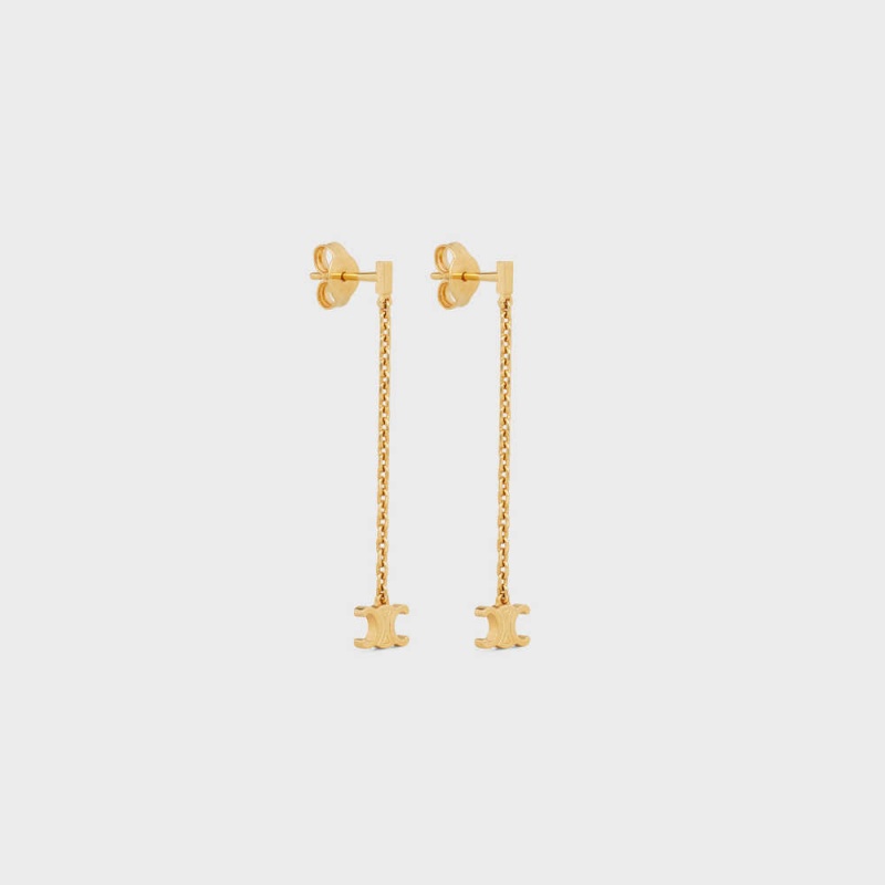 Nausnice Celine Triomphe Mini Triomphe In Brass With Gold Finish Zlate | CL-592301