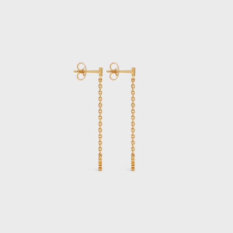 Nausnice Celine Triomphe Mini Triomphe In Brass With Gold Finish Zlate | CL-592301