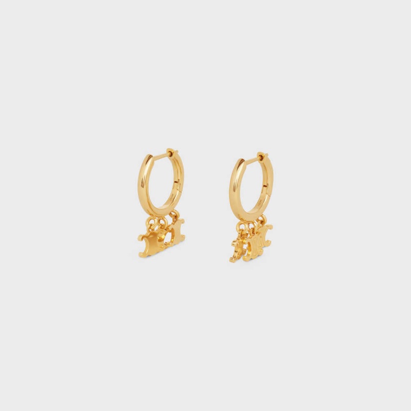 Nausnice Celine Triomphe Trio Hoops In Brass With Gold Finish Zlate | CL-592307