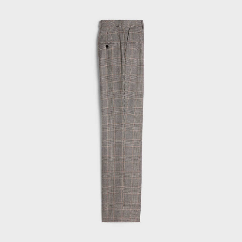 Nohavice Celine Double-pleated Tixie In Checked Flannel Siva | CL-592736