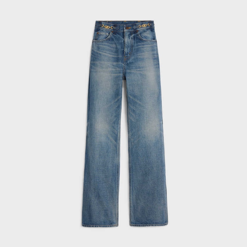 Nohavice Celine Jane Flare Jeans In Denim Union Wash Modre Svetlomodrá | CL-592719