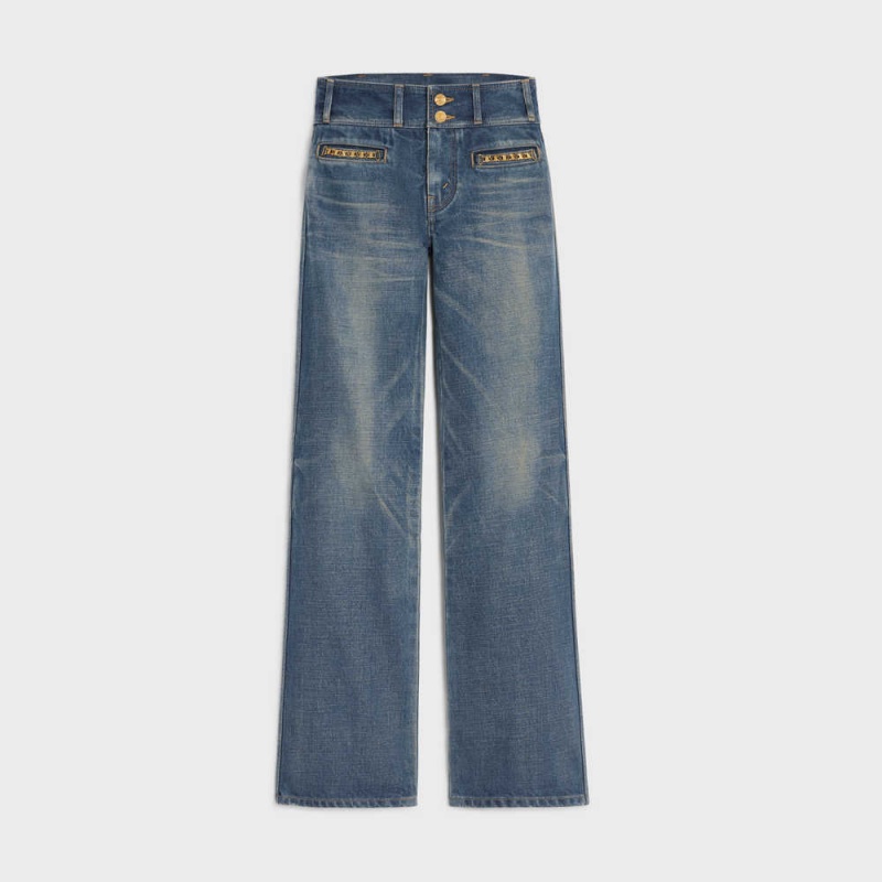 Nohavice Celine Jane Flared Jeans In Dark Union Wash Denim Tmavo Modre Svetlomodrá | CL-592718