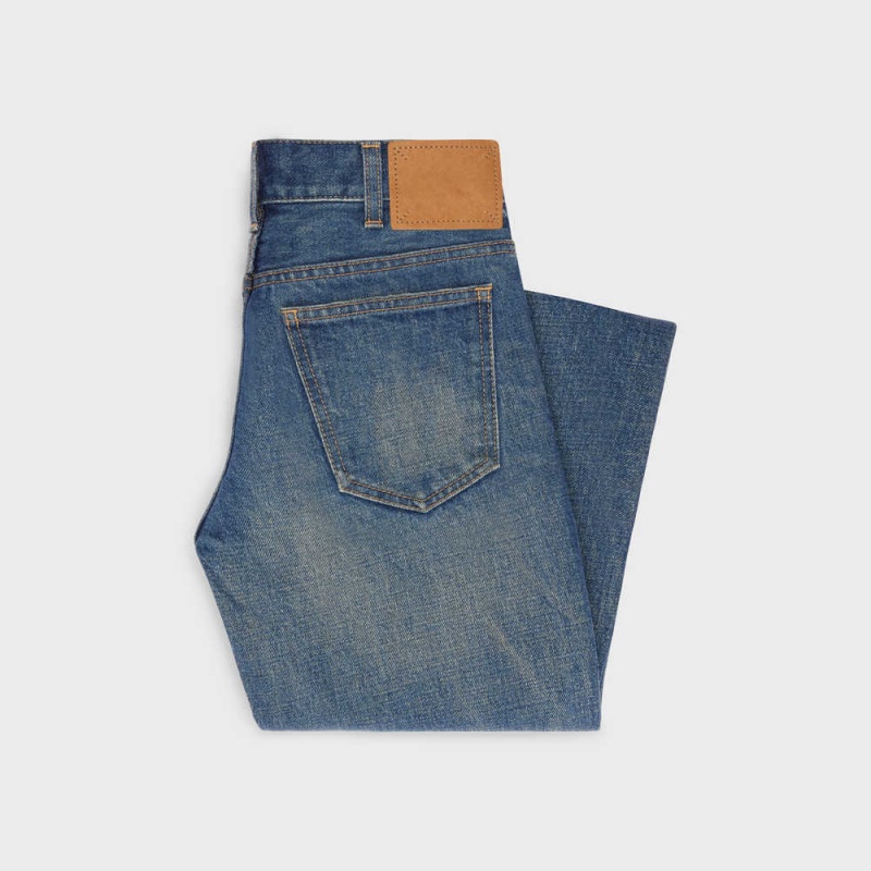 Nohavice Celine Low Flare Jeans In Dark Union Wash Denim Tmavo Modre Svetlomodrá | CL-592723