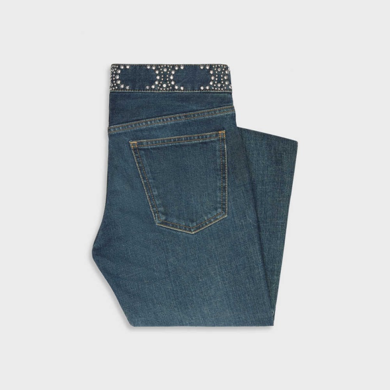 Nohavice Celine Neo Vychudnutý Jeans In Clean Dark Union Wash Denim Tmavo Modre Svetlomodrá | CL-592728