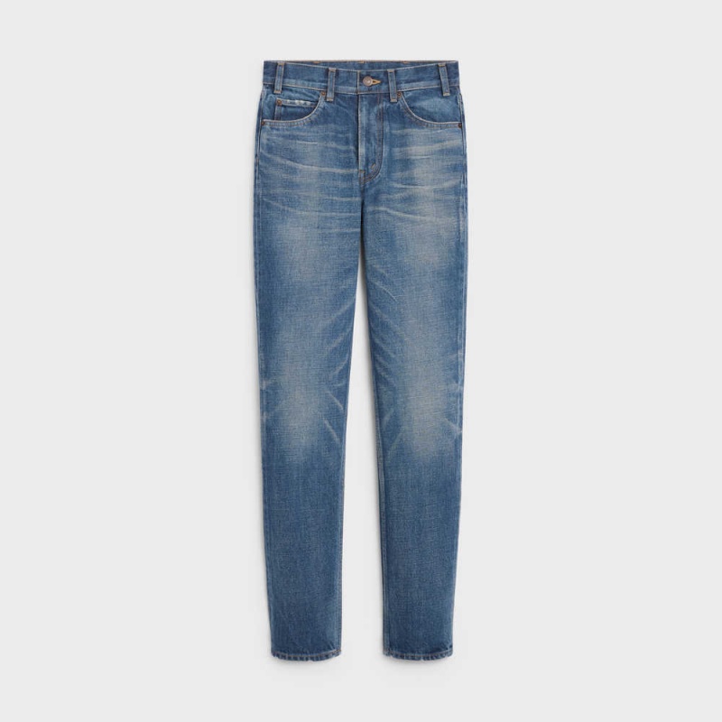 Nohavice Celine Slim Jeans In Dark Union Wash Denim Tmavo Modre Svetlomodrá | CL-592726