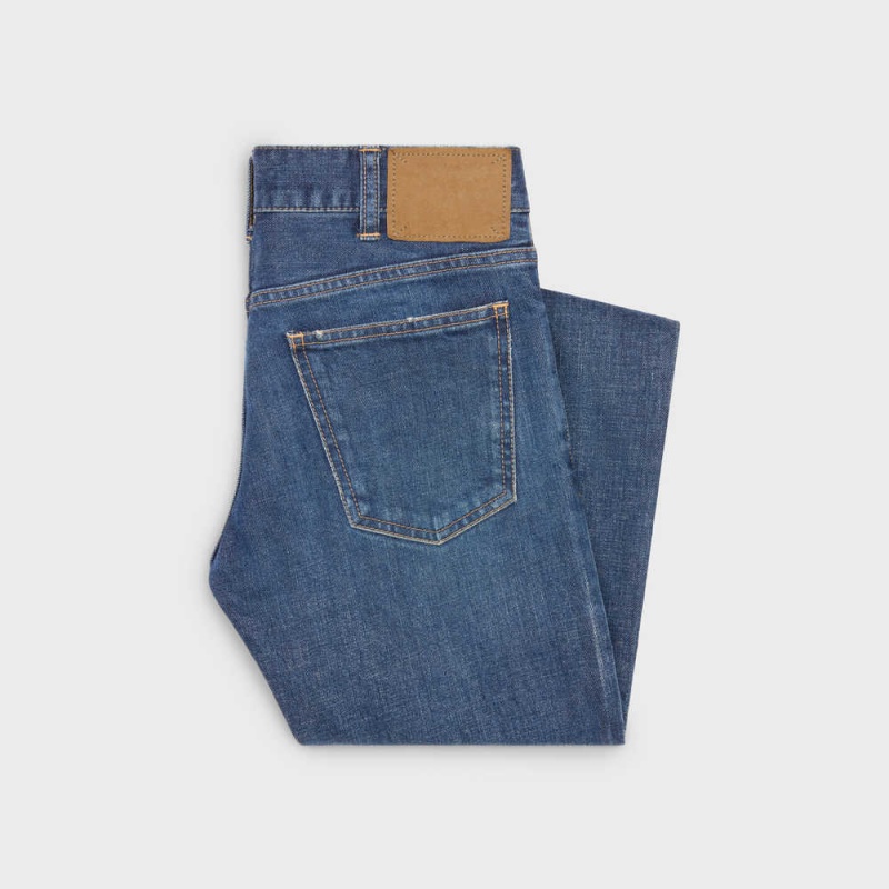 Nohavice Celine Vychudnutý Jeans In Dark Union Wash Denim Tmavo Modre Svetlomodrá | CL-592730