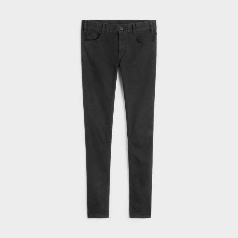 Nohavice Celine Vychudnutý Jeans In Pure Black Stone Wash Denim Čierne Siva | CL-592729