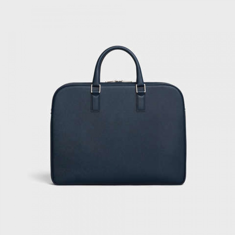 Obchodné Tašky Celine Medium Briefcase In Grained Calfskin Námornícka Modrá Modre | CL-591828