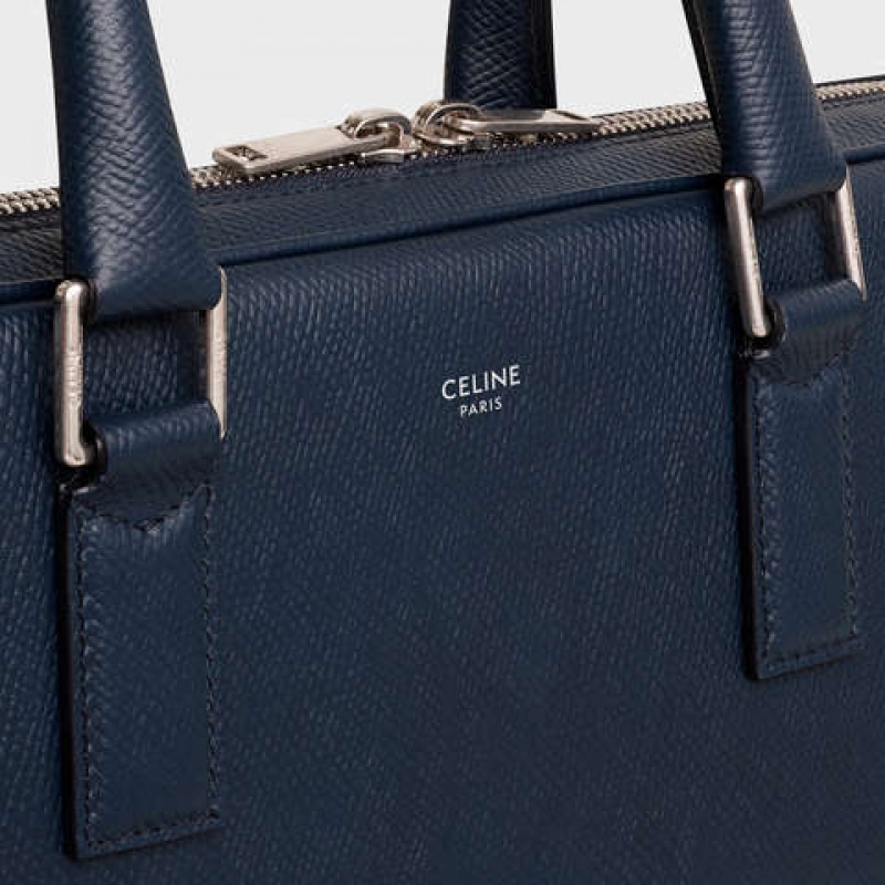 Obchodné Tašky Celine Medium Briefcase In Grained Calfskin Námornícka Modrá Modre | CL-591828