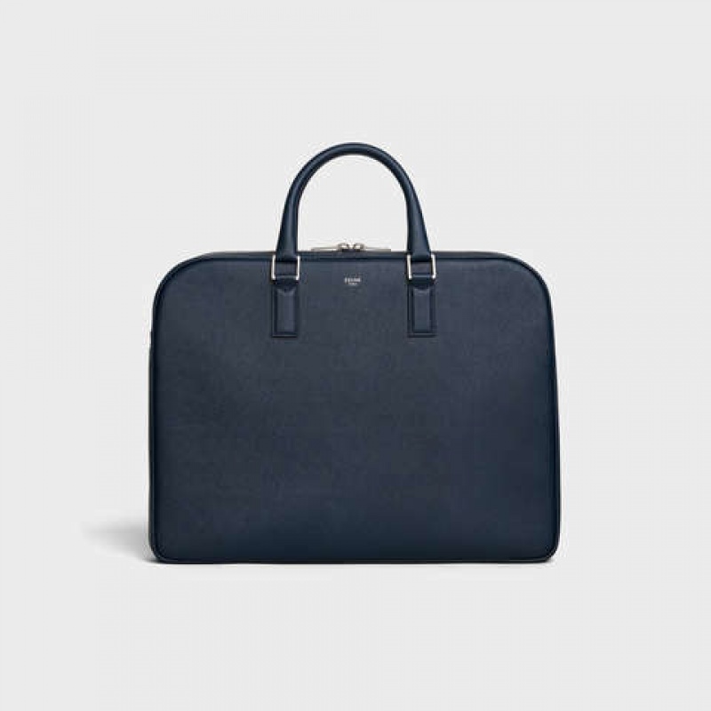 Obchodné Tašky Celine Medium Briefcase In Grained Calfskin Námornícka Modrá Modre | CL-591828