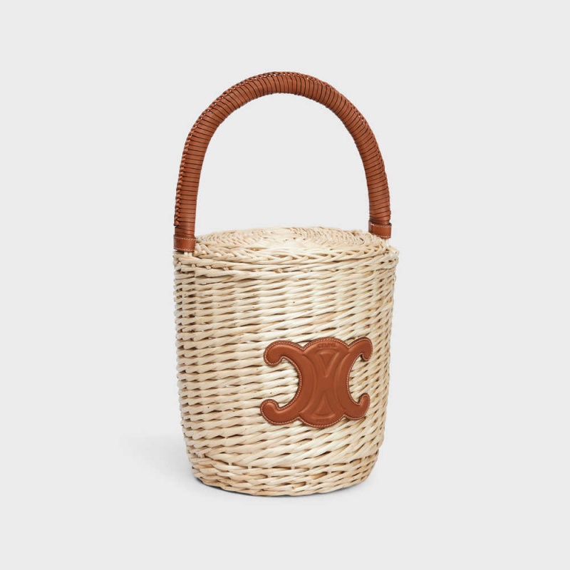 Panier Celine Basket In Wicker And Calfskin Hnede | CL-593068