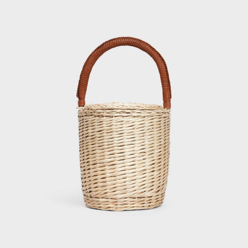 Panier Celine Basket In Wicker And Calfskin Hnede | CL-593068