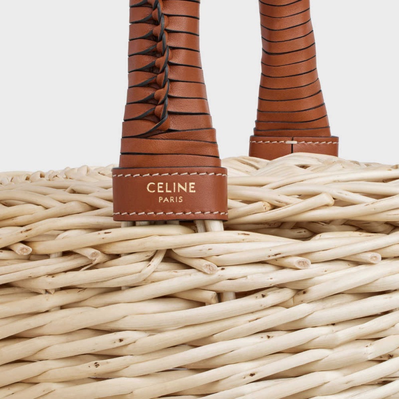 Panier Celine Basket In Wicker And Calfskin Hnede | CL-593068