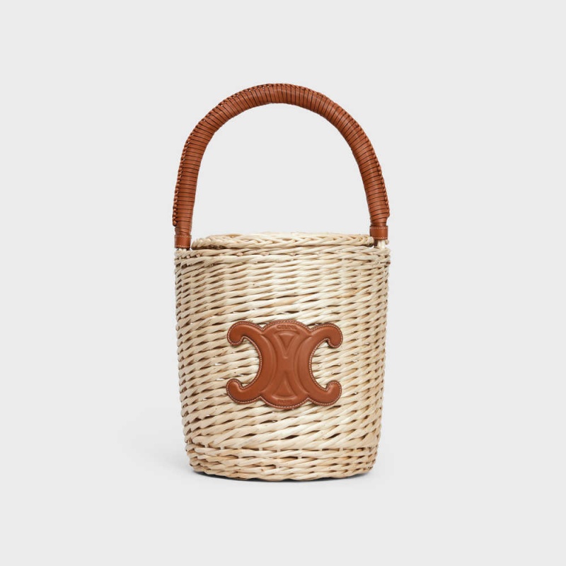 Panier Celine Basket In Wicker And Calfskin Hnede | CL-593068