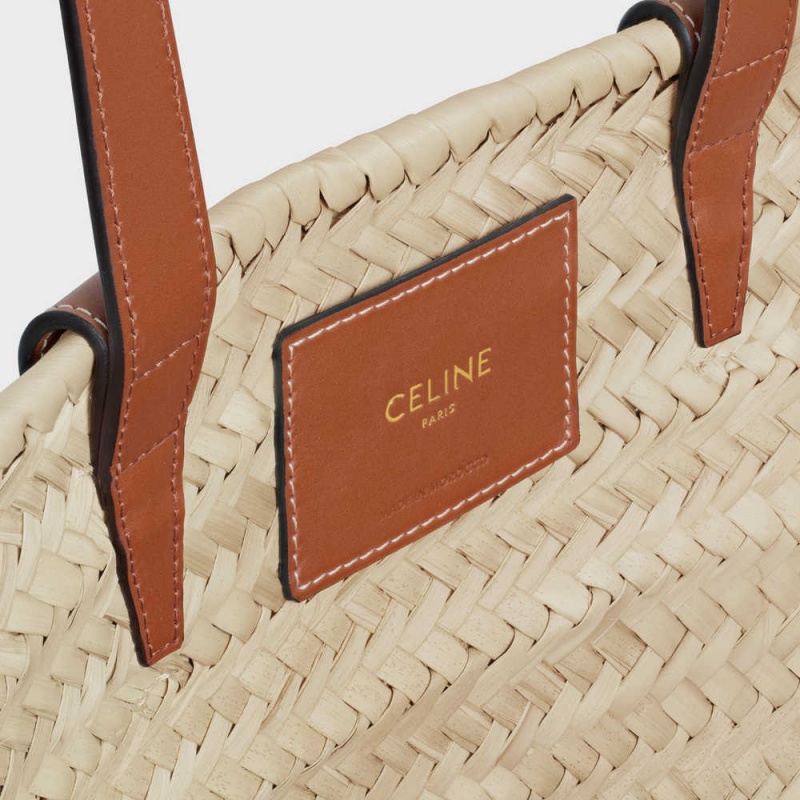 Panier Celine Medium Triomphe Klasické In Palm Leaves And Calfskin Hnede | CL-593069