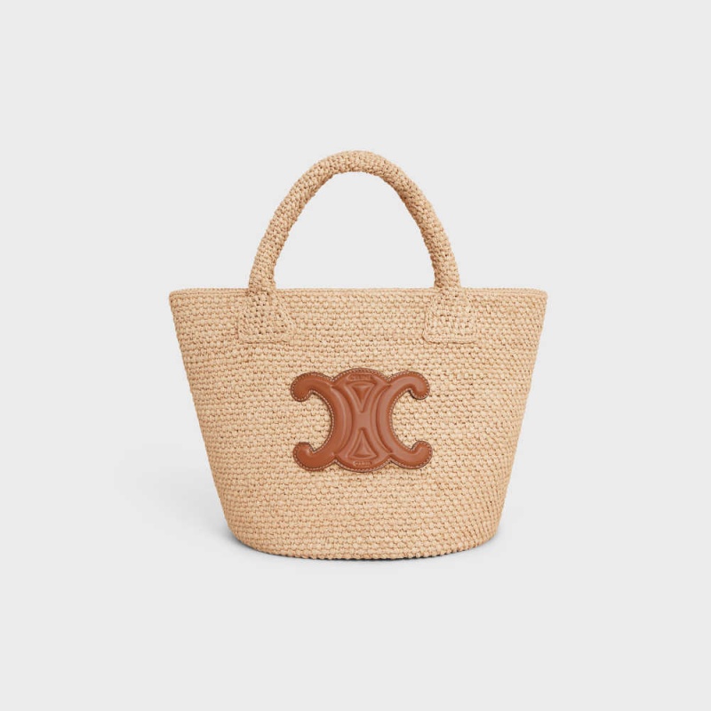 Panier Celine Supple Small Triomphe Klasické In Raffia And Calfskin Hnede | CL-593067