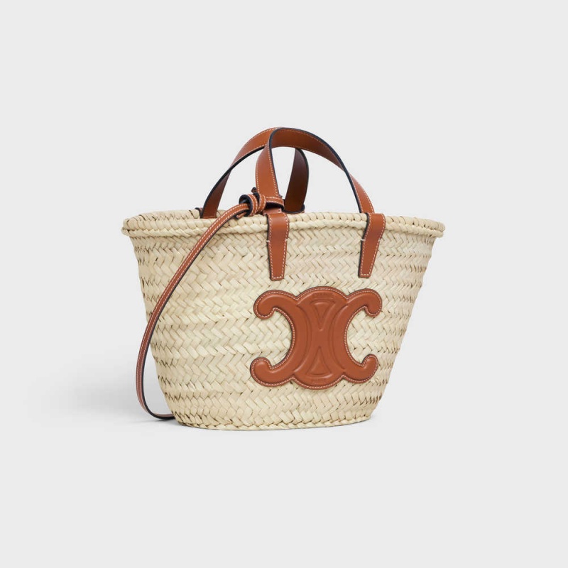 Panier Celine Teen Triomphe Klasické In Palm Leaves And Calfskin Hnede | CL-593072