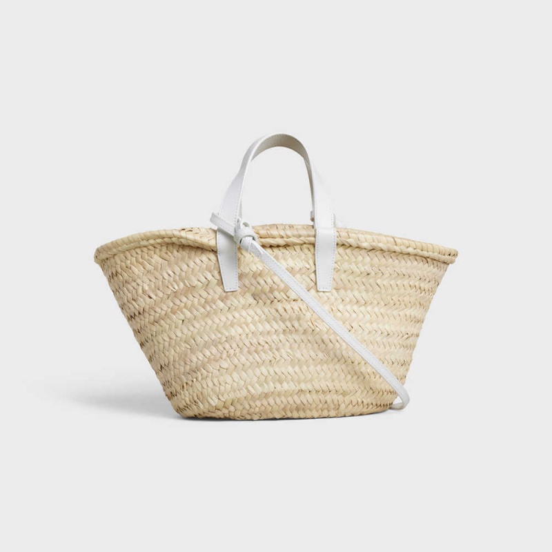 Panier Celine Teen Triomphe Klasické In Palm Leaves And Calfskin Biele | CL-593070