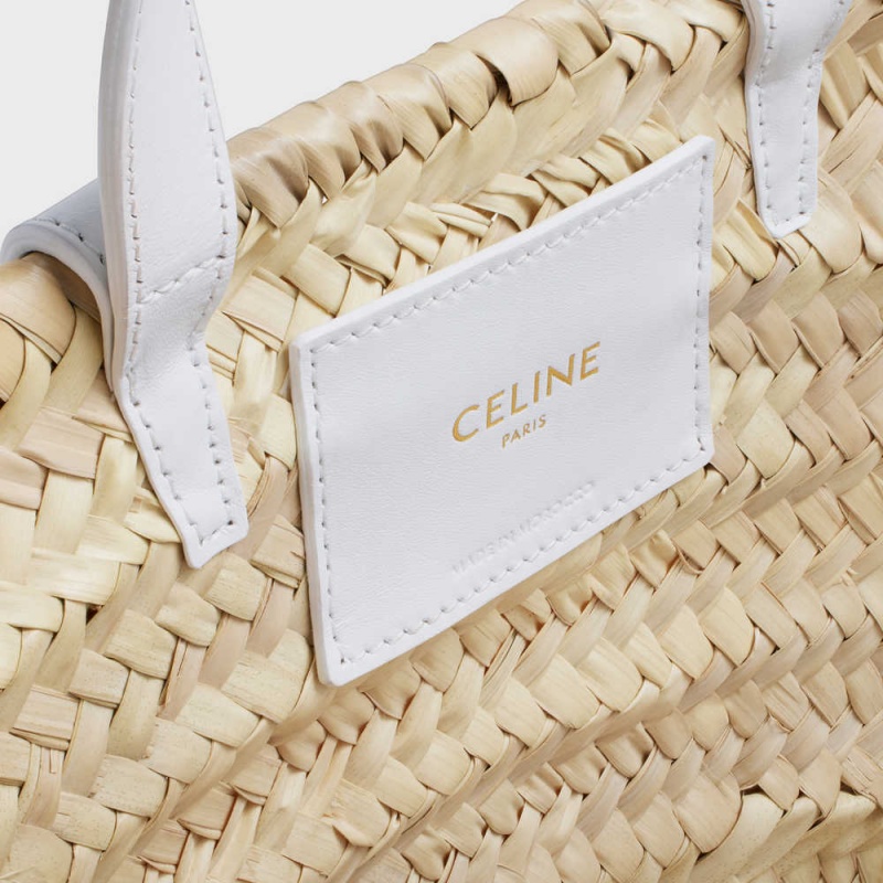 Panier Celine Teen Triomphe Klasické In Palm Leaves And Calfskin Biele | CL-593070