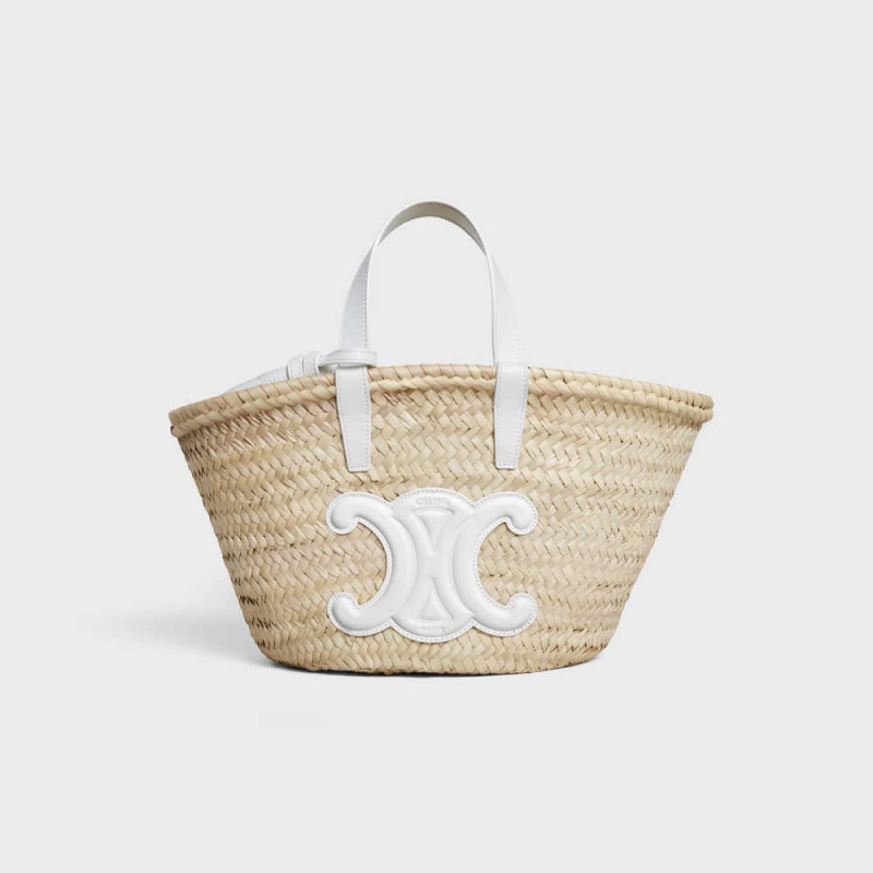 Panier Celine Teen Triomphe Klasické In Palm Leaves And Calfskin Biele | CL-593070