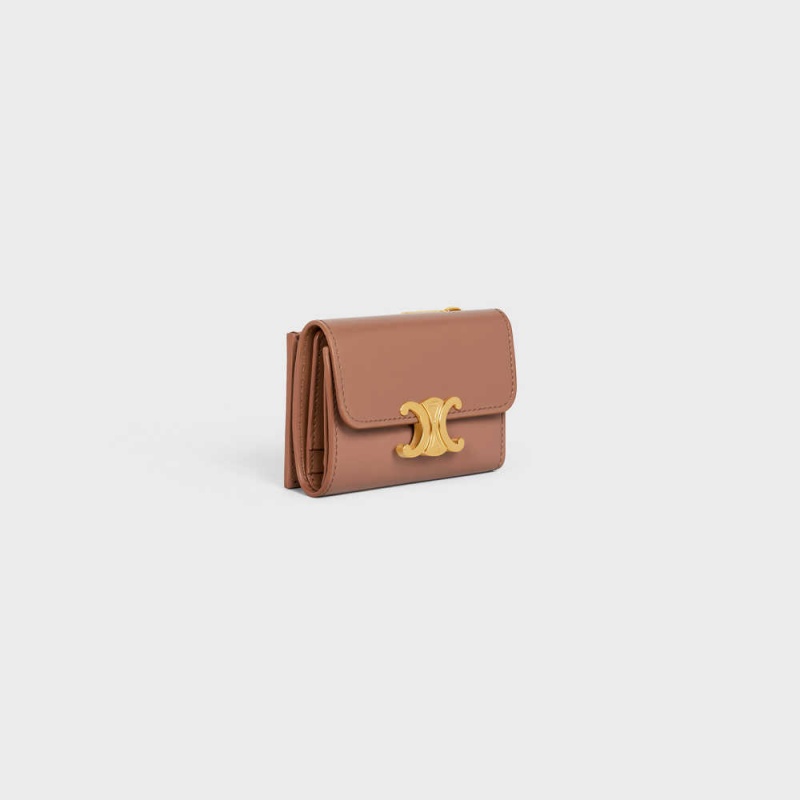 Penazenky Celine Compact With Coin Triomphe In Shiny Calfskin Hnede | CL-592982