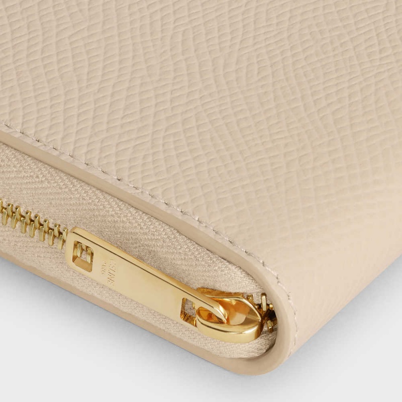 Penazenky Celine Compact Zipped In Grained Calfskin Béžové | CL-592999