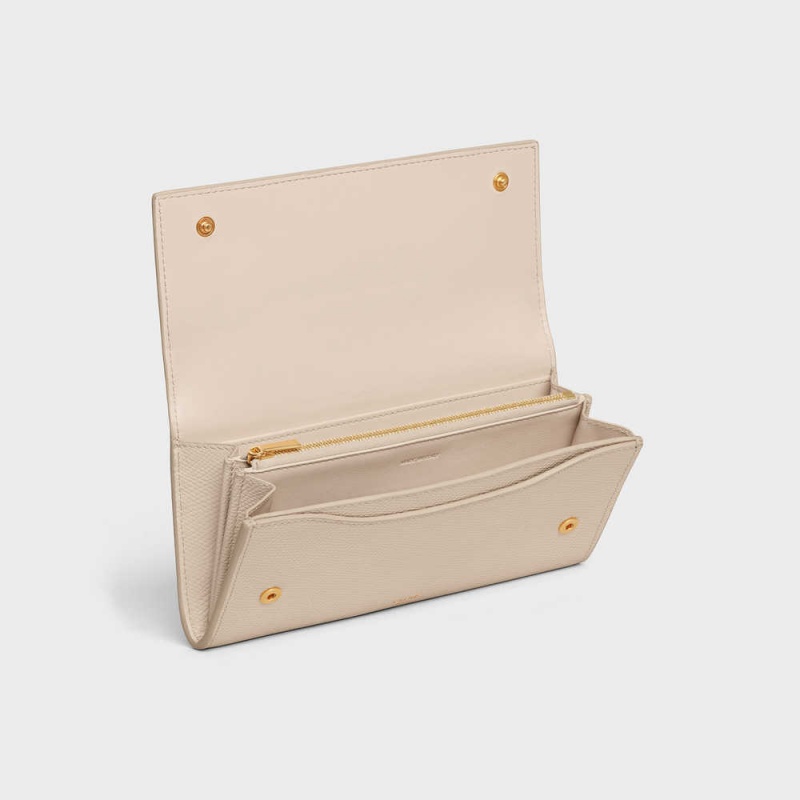 Penazenky Celine Large Flap In Grained Calfskin Béžové | CL-592996