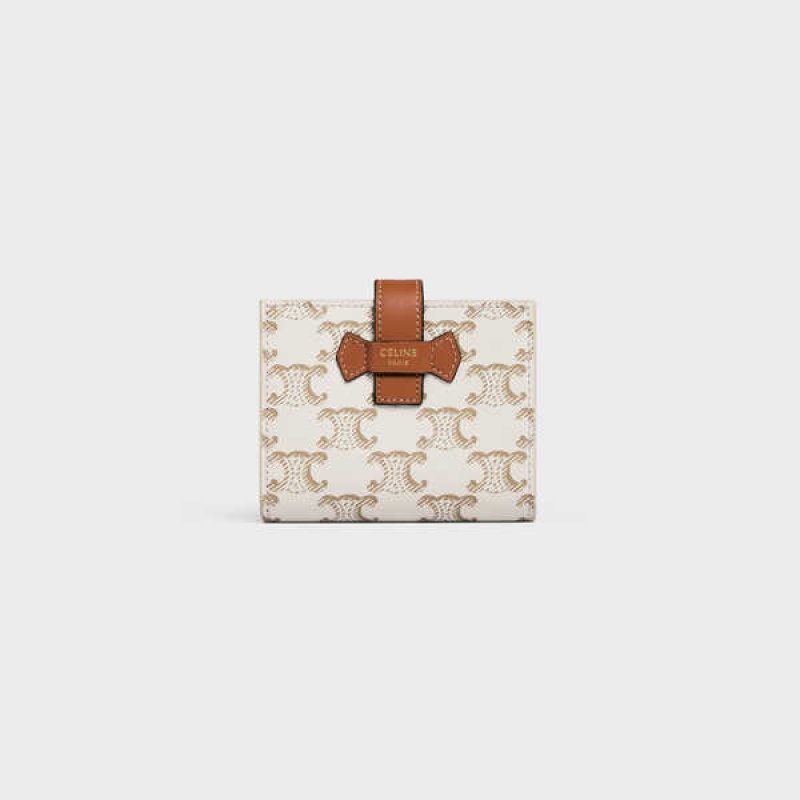 Penazenky Celine Small Remienkove Essentials In Triomphe Platene And Lambskin Biele Hnede | CL-592988