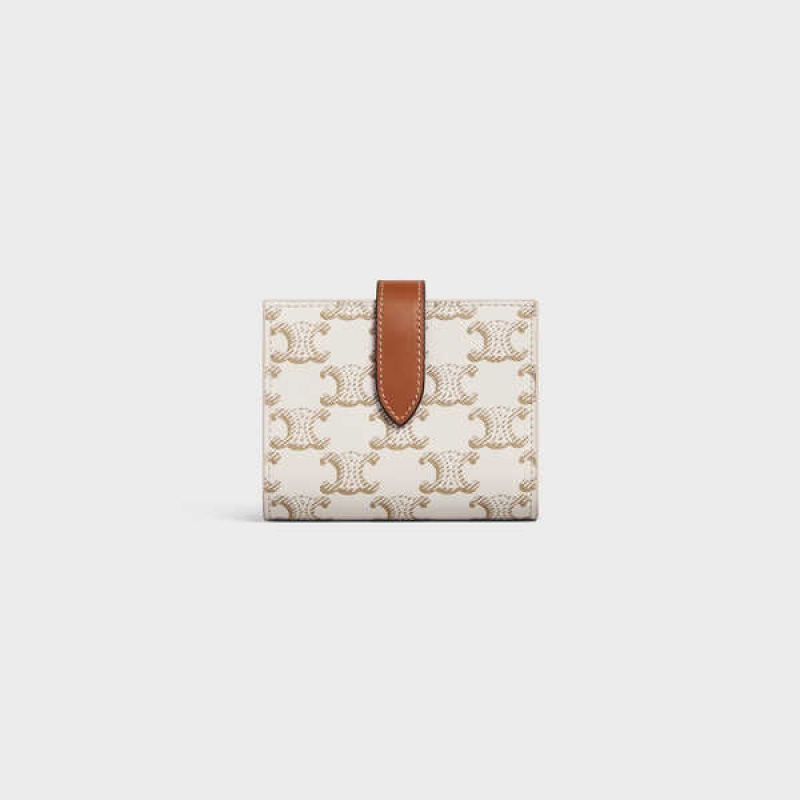 Penazenky Celine Small Remienkove Essentials In Triomphe Platene And Lambskin Biele Hnede | CL-592988