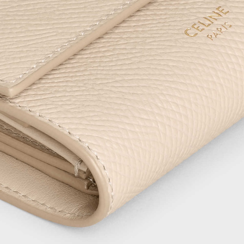 Penazenky Celine Small Trifold In Grained Calfskin Béžové | CL-593006