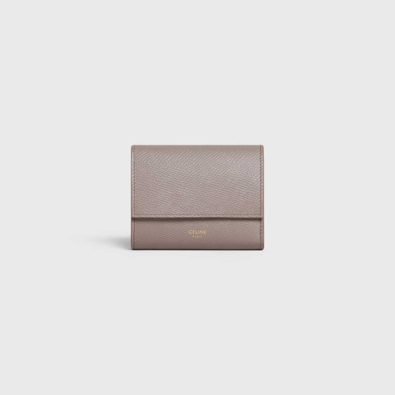 Penazenky Celine Small Trifold In Grained Calfskin Siva | CL-593004