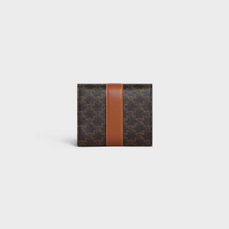 Penazenky Celine Small Trifold In Triomphe Platene And Lambskin Hnede | CL-593003