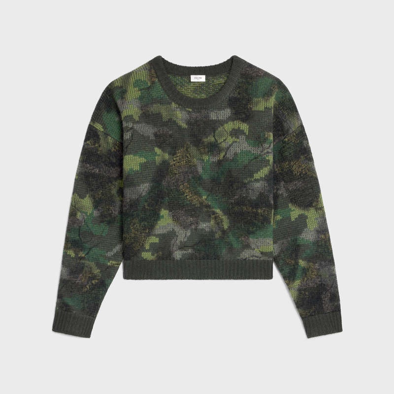 Pleteniny Celine Boxy Cropped In Camouflage Vlna Maskacove | CL-592105