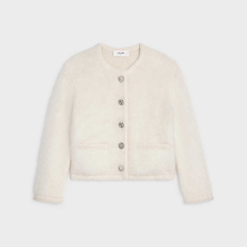 Pleteniny Celine Cardigan In Brushed Mohair Biele | CL-592699