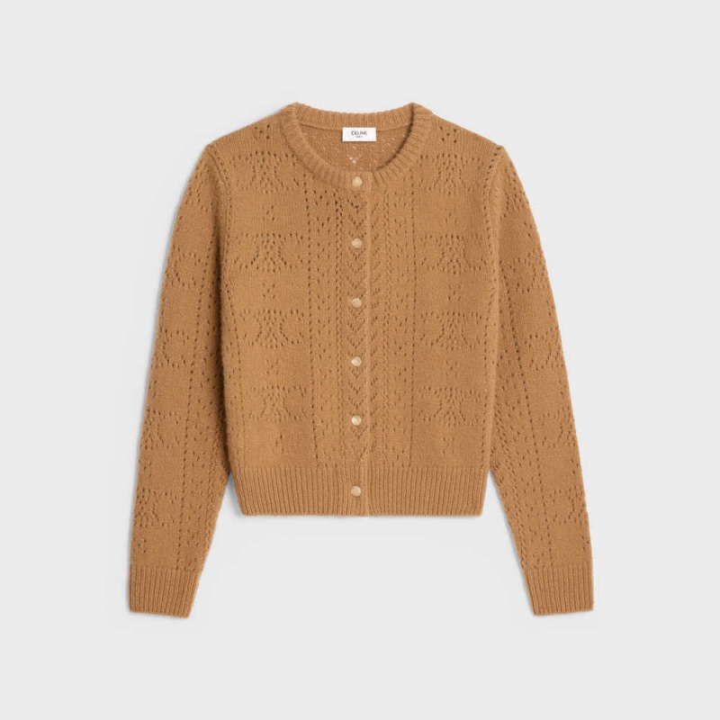 Pleteniny Celine Cardigan In Cashmere And Silk Pointelle Hnede | CL-592690