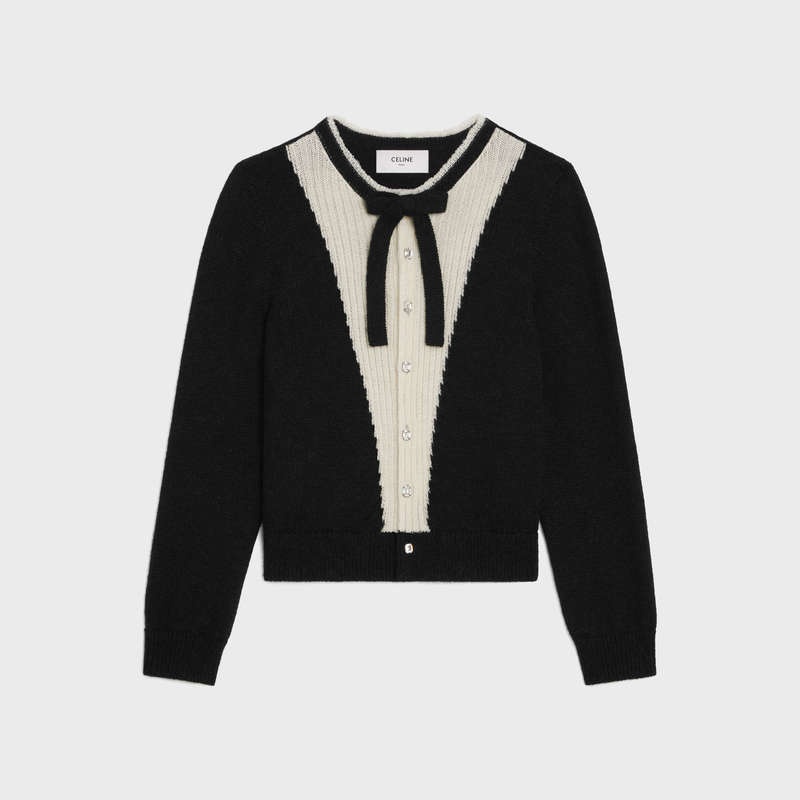 Pleteniny Celine Cardigan With Bow In Alpaca Čierne | CL-592083