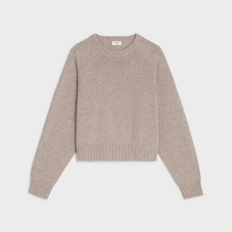 Pleteniny Celine Crew Neck In Seamless Cashmere Hnede | CL-592708